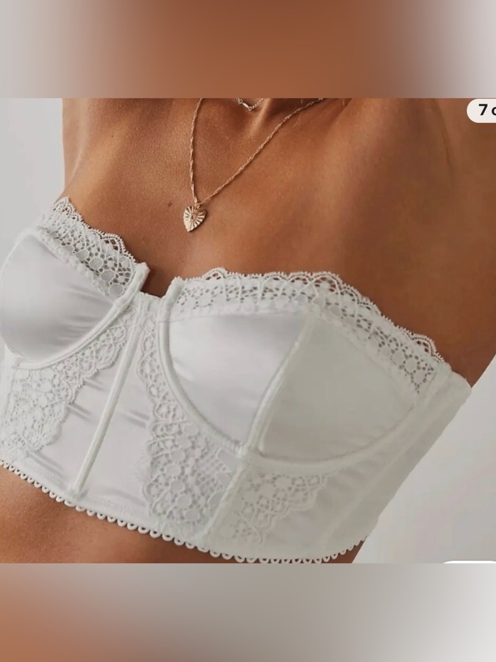 Free People Intimately “Lots of Love” Strapless Underwire White Lace Bustier Bra